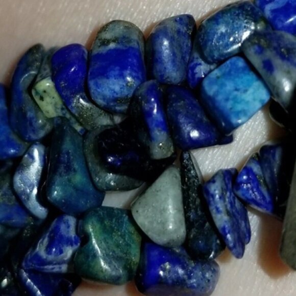 Elastic Lapis Lazuli Bracelet with Silver Accents - Picture 3 of 5